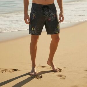 Billabong Recycler Sundays Airlite Men's Black Floral Swim Shorts - Beach Trunks